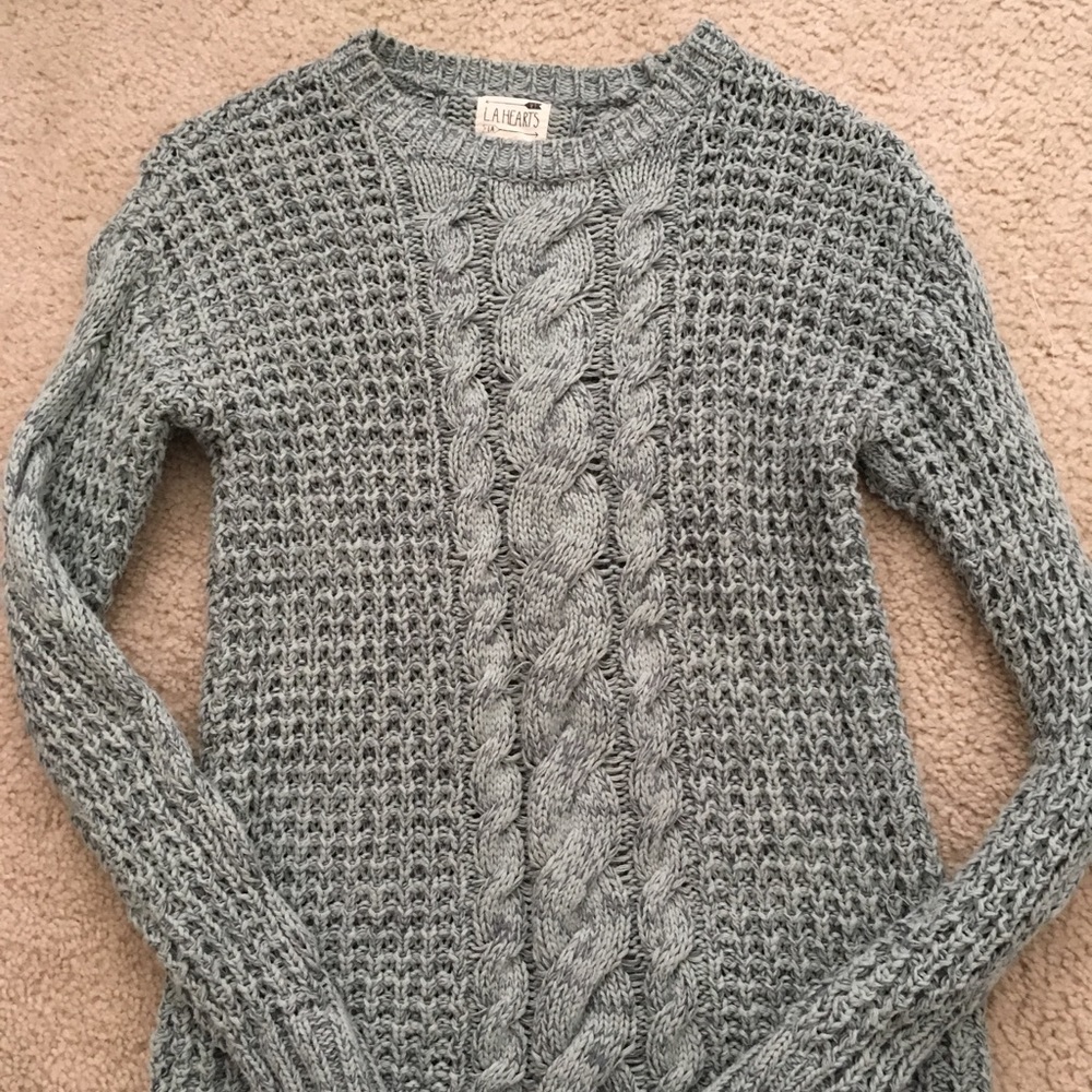 LA Hearts Gray/Blue sweater EUC size XSmall